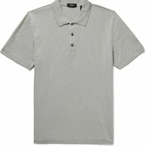 Theory Bron Peru Cotton Botton Short Sleeved Jersey Polo Shirt